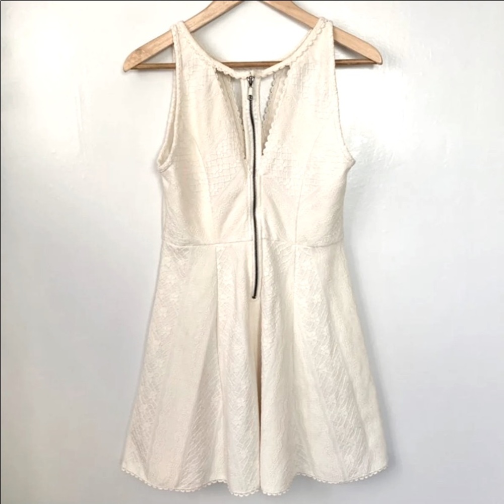 Free People Ivory Crochet Lace Flare Mini Dress - Picture 9 of 11